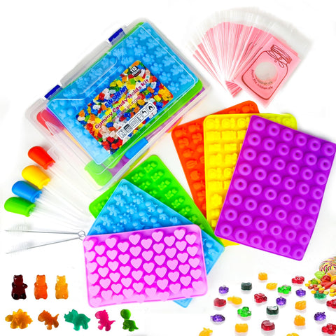 SWSHENR 112-piece gummy mold set with dinosaur, donut and fruit shapes for fun treats
