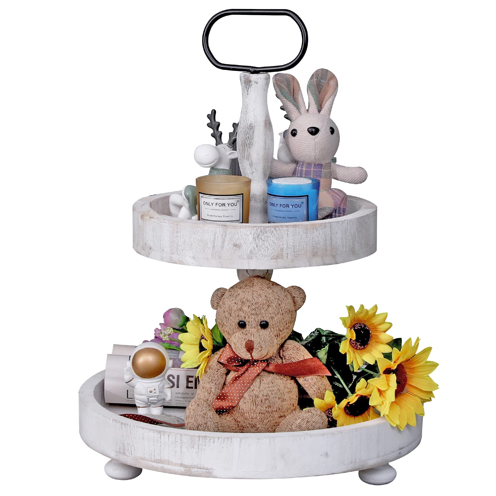 SWT8CAI 2-tier tray stand in rustic white for elegant serving and display