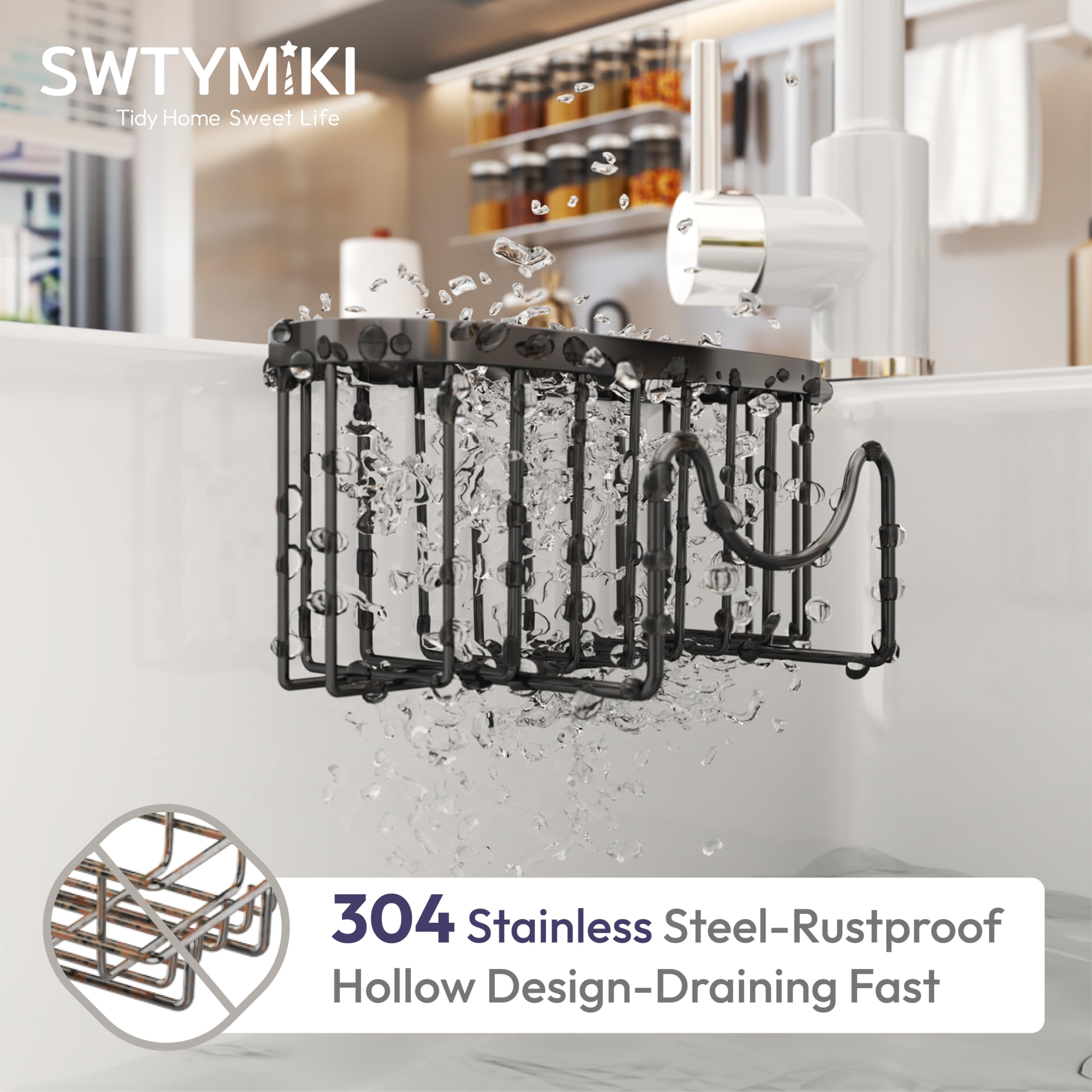 SWTYMIKI hollow drain design helps sponges dry quickly and hygienically.