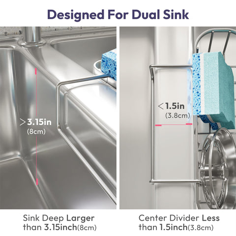 SWTYMIKI sponge holder for double sinks keeps sponges organized