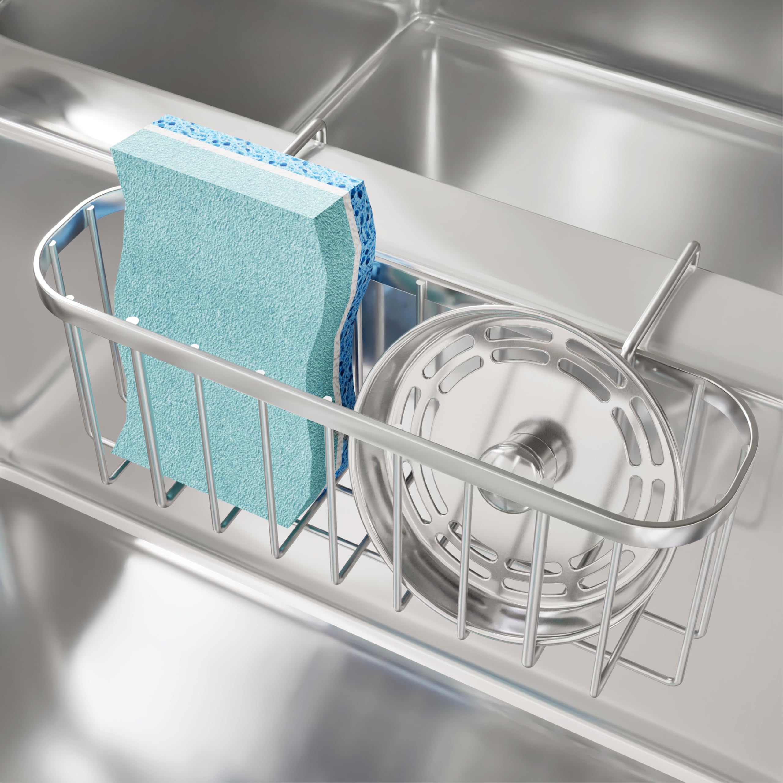 SWTYMIKI sponge holder over sink hanging keeps sponges dry and within reach