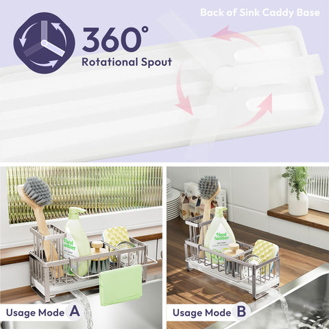 SWTYMIKI sponge holder with 360 drain pipe preventing counter water buildup