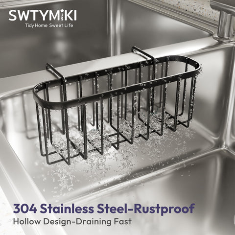 SWTYMIKI sponge holder compact size fits small or double-bowl sinks without crowding.