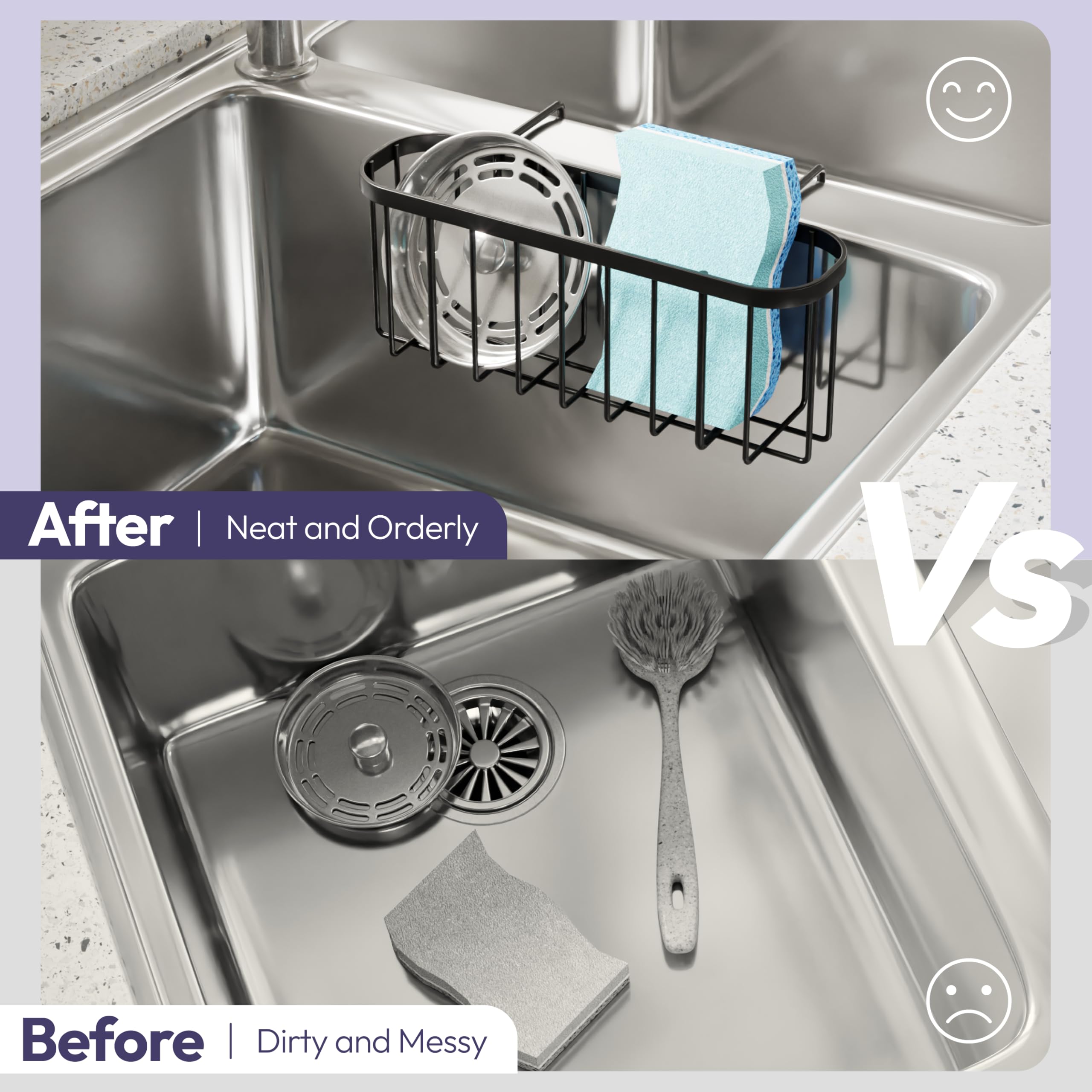 SWTYMIKI sponge holder movable design lets you reposition without scratching your sink.