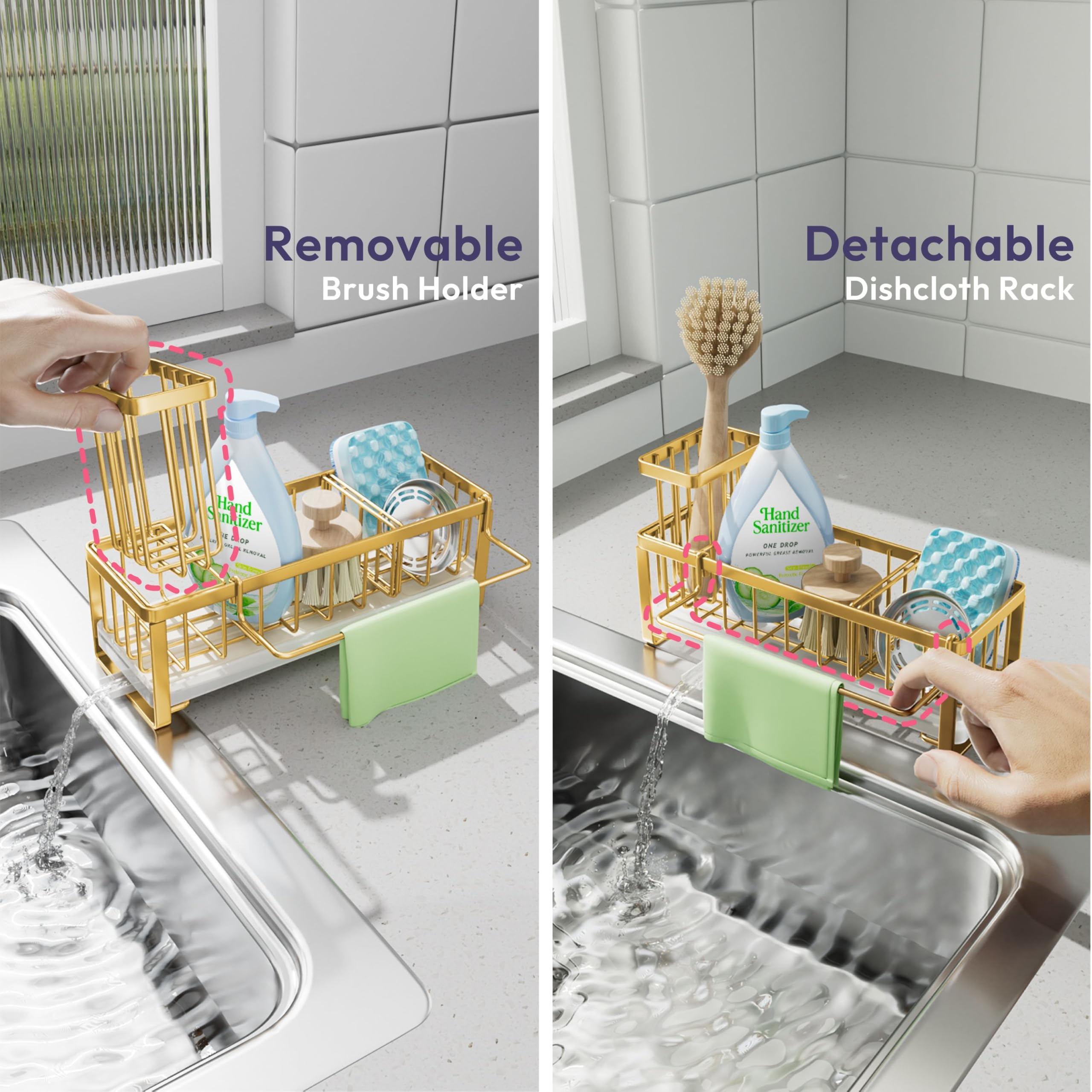 SWTYMIKI divided-space caddy organizes sponges, soap, and accessories