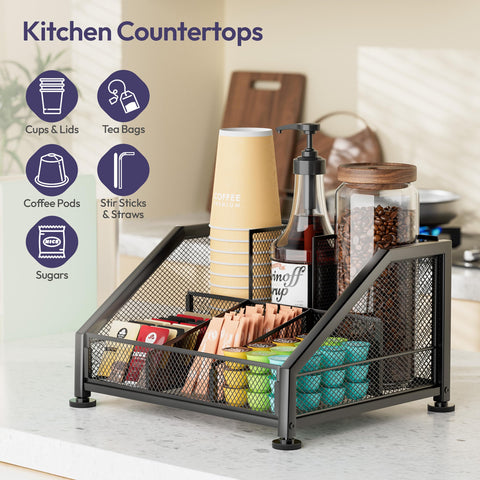 SWTYMIKI adjustable compartments adapt to syrups, tea bags, and utensils.
