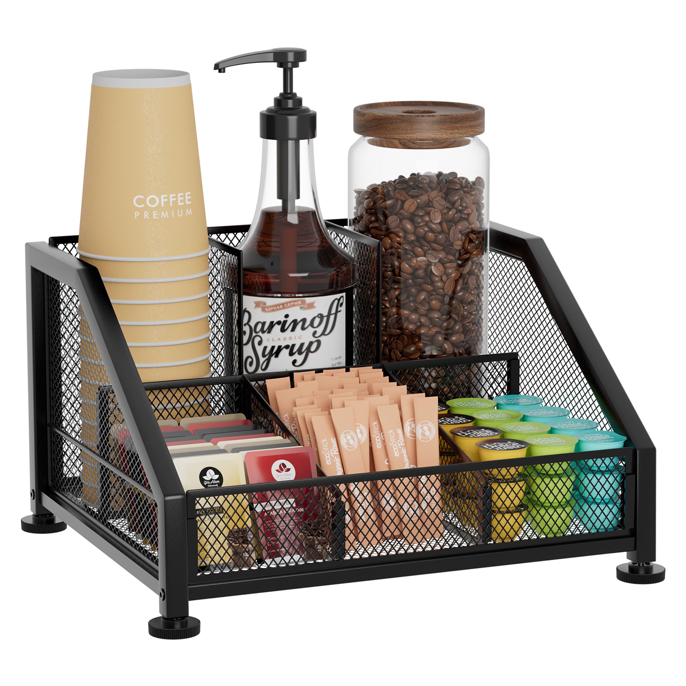 SWTYMIKI top-shelf removable coffee bar organizer keeps essentials within easy reach.