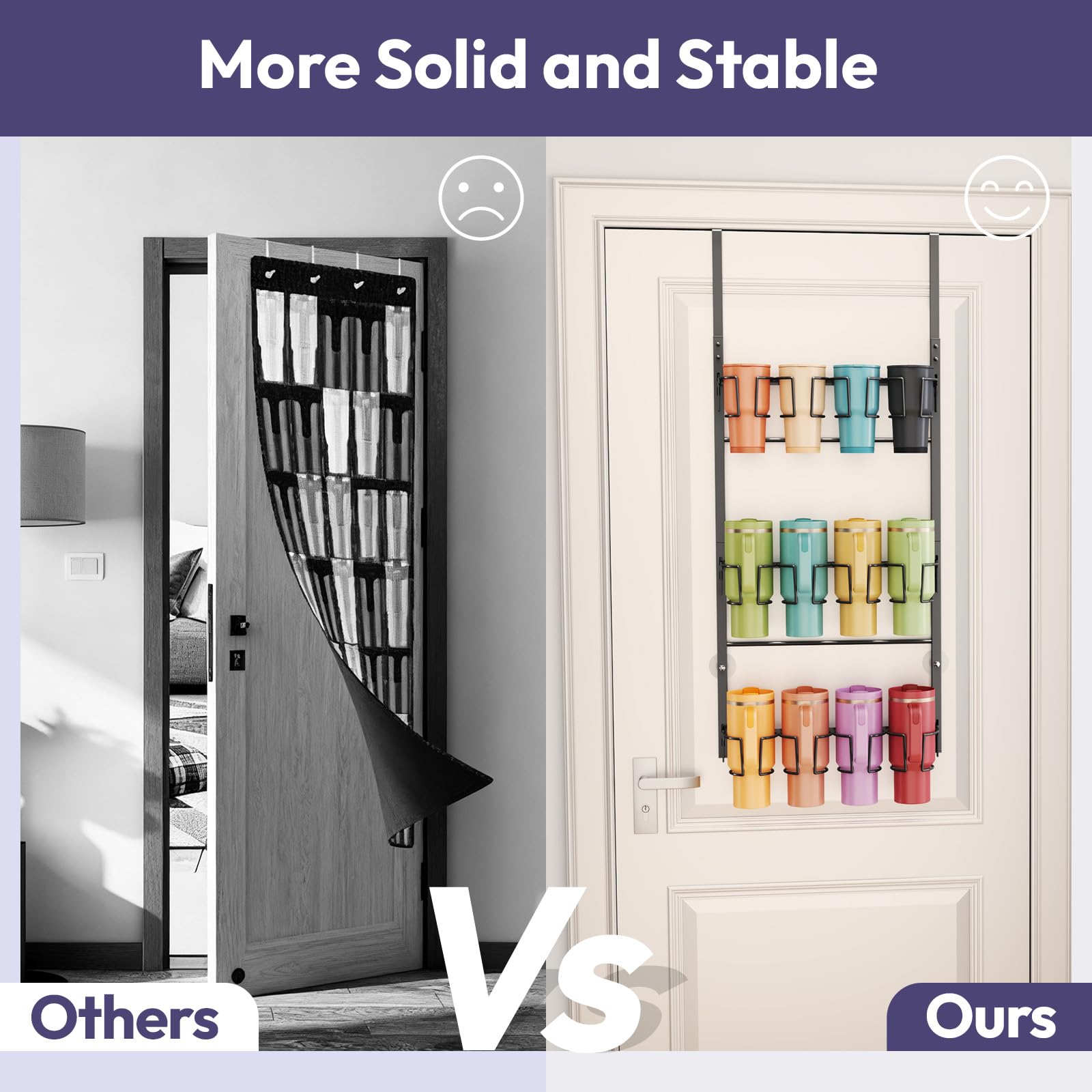 SWTYMIKI heavy-duty steel construction provides stable door storage.