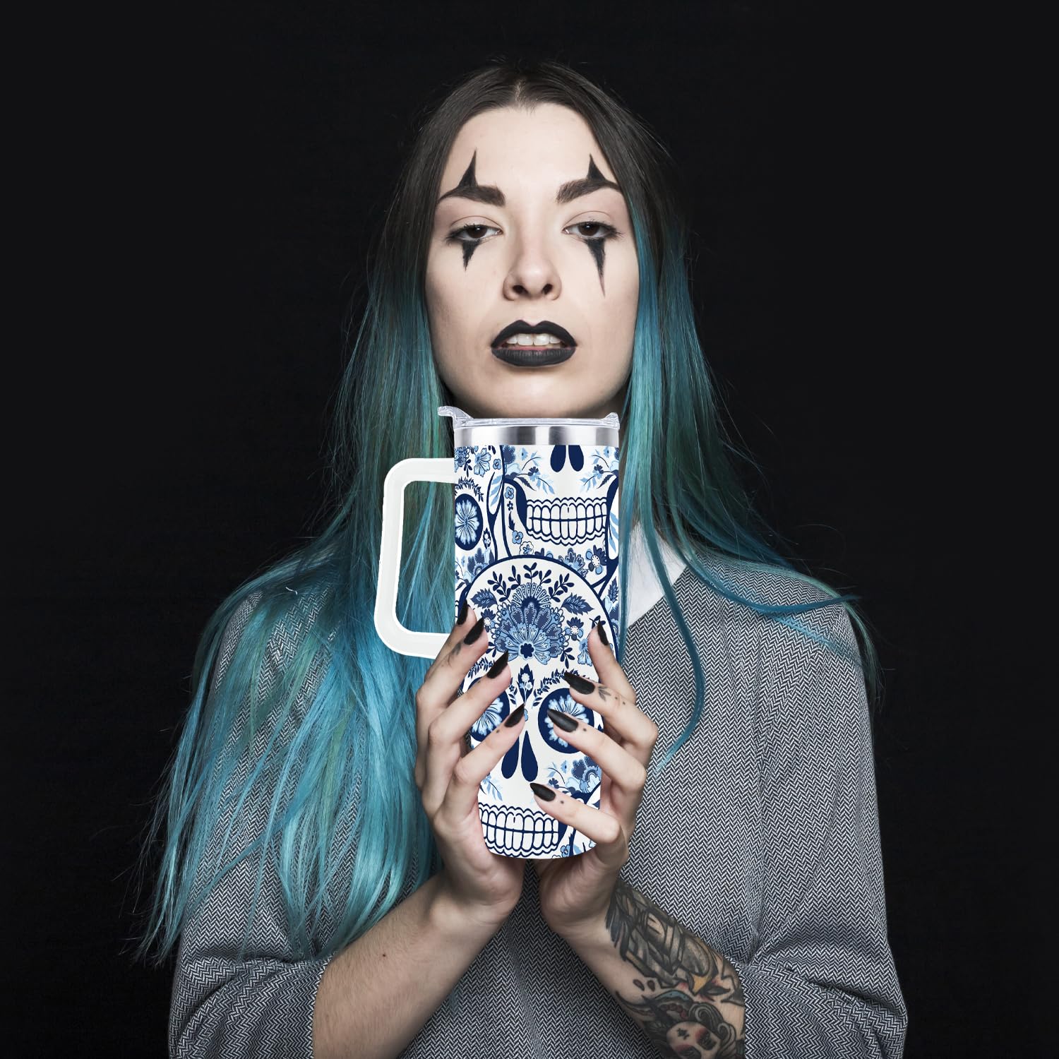 sxmluedn car cup holder compatible goth tumbler fits most vehicles