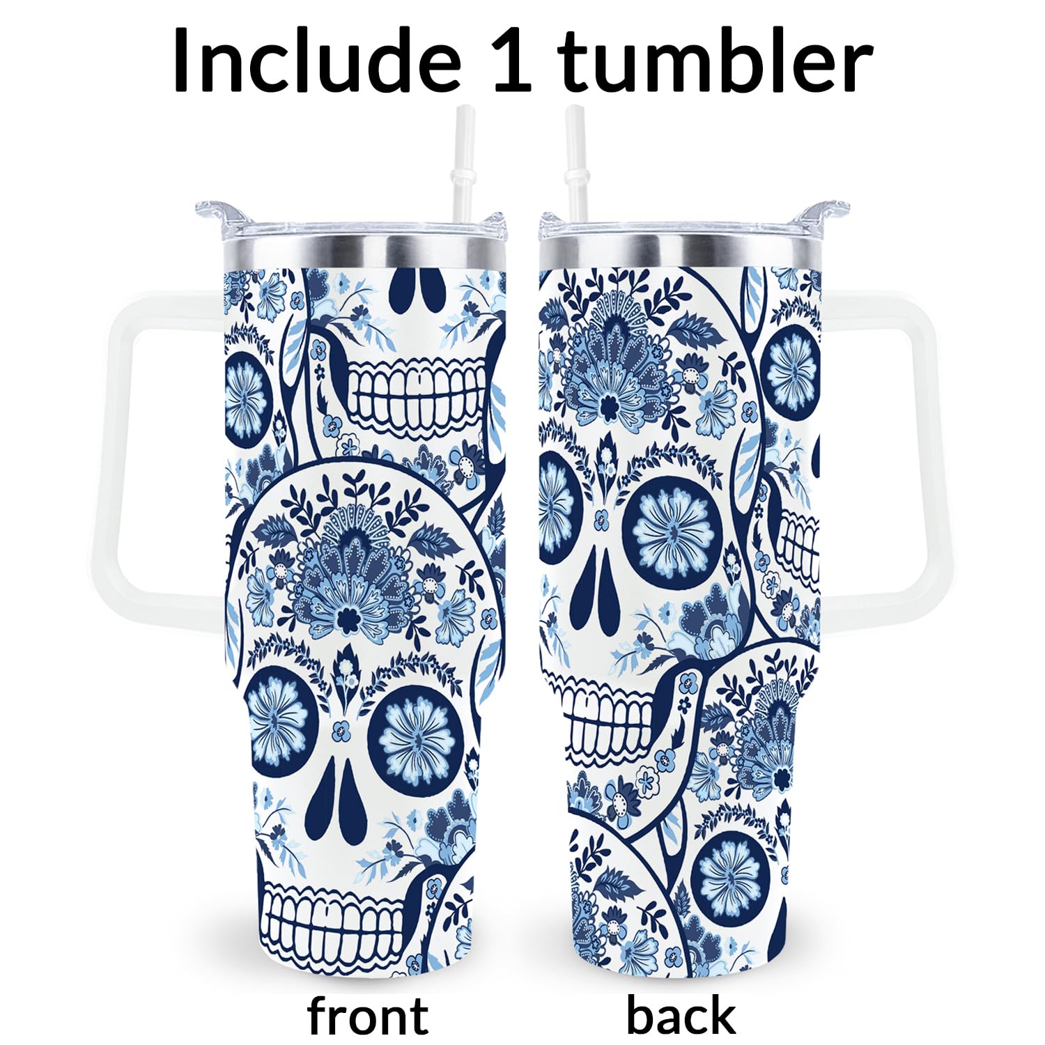 sxmluedn sugar skull pattern travel mug ideal for Halloween gifting