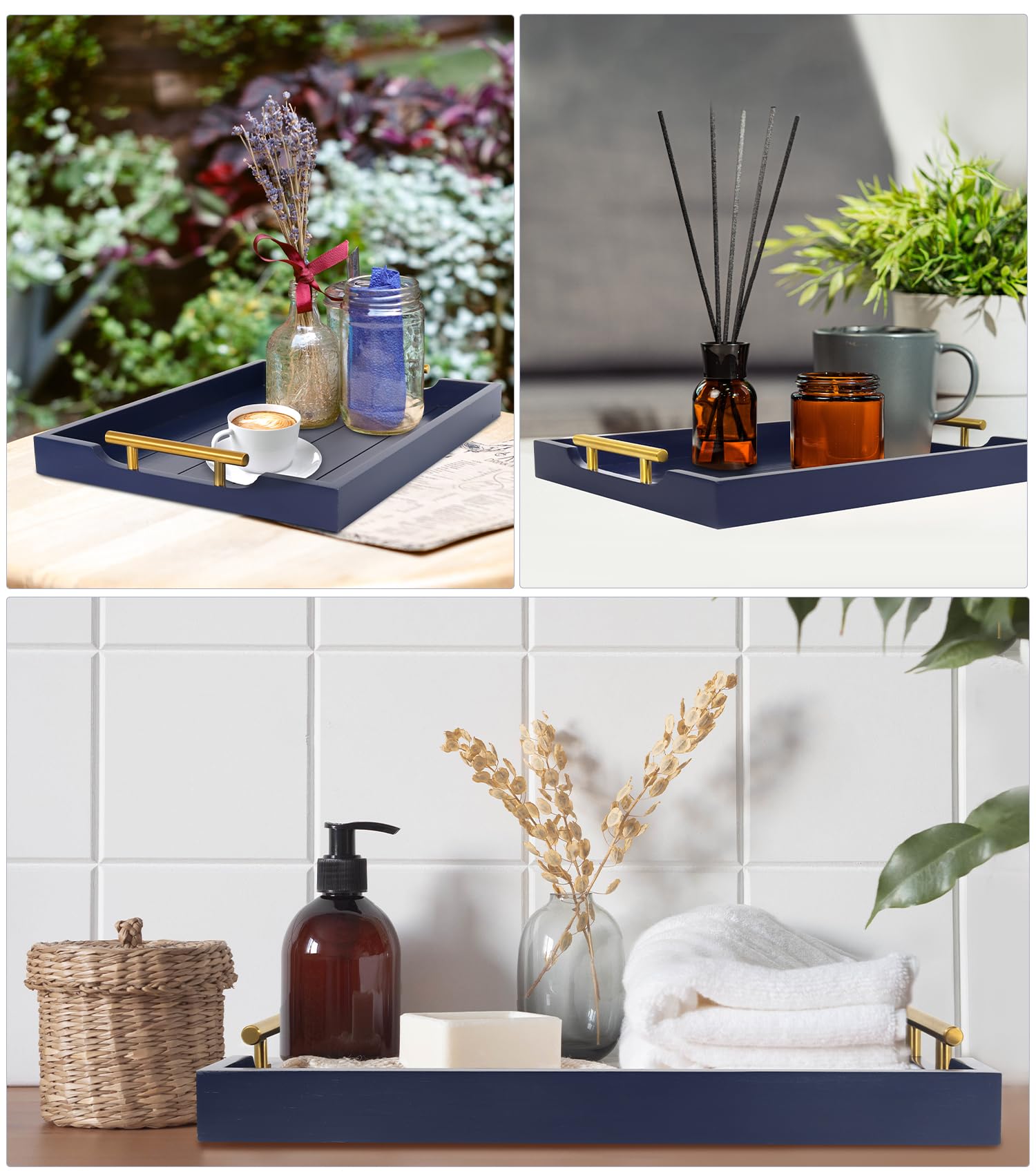 SXNOWS blue wooden tray makes a thoughtful decor gift.