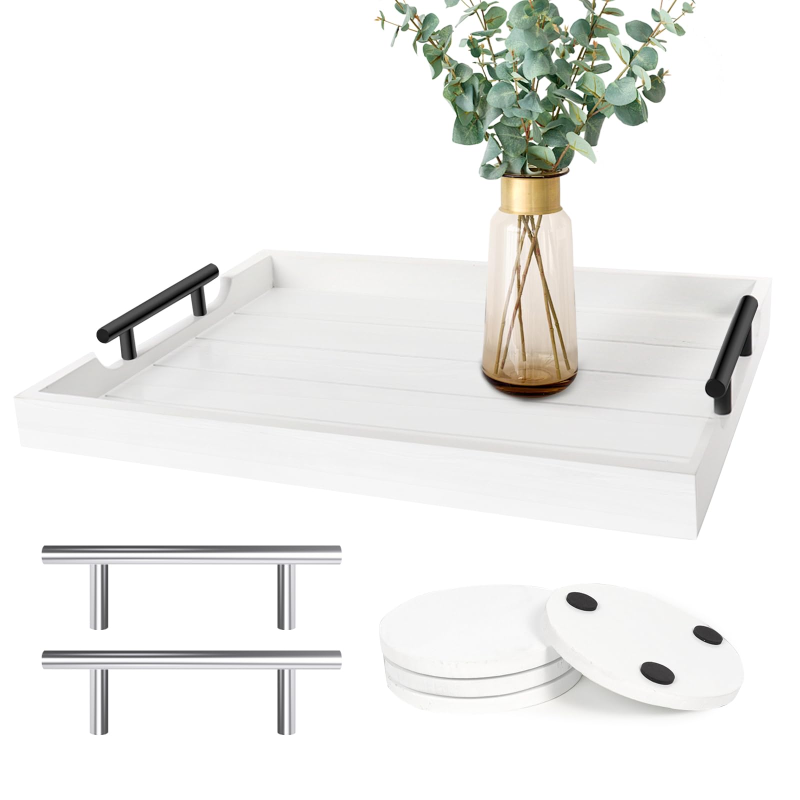 SXNOWS coffee table tray white center view enhances living room organization