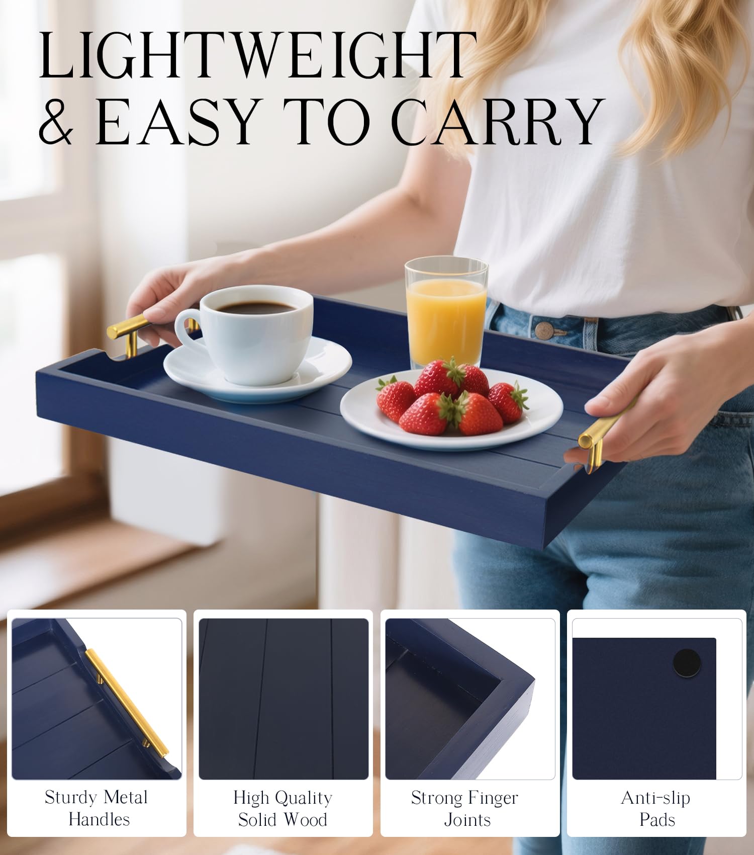 SXNOWS deluxe blue tray with double sets of metal handles.