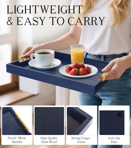 SXNOWS deluxe blue tray with double sets of metal handles.