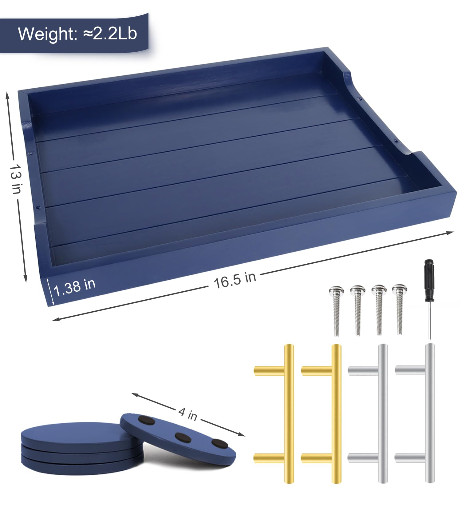 SXNOWS large blue wooden tray as a centerpiece for gatherings.