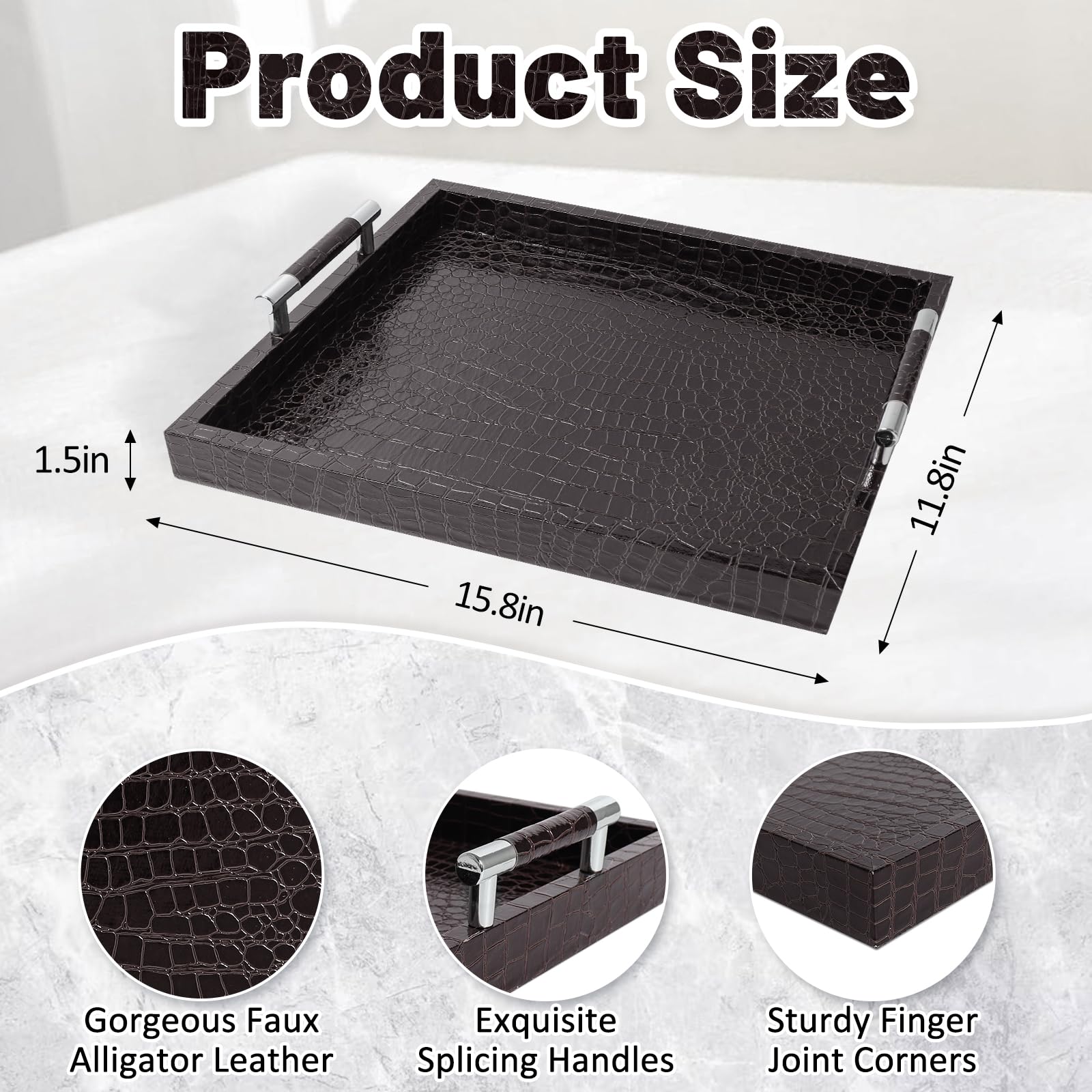 SXNOWS leather tray on dining or kitchen counter for snacks and daily items