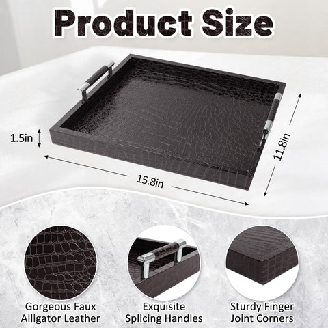 SXNOWS leather tray on dining or kitchen counter for snacks and daily items