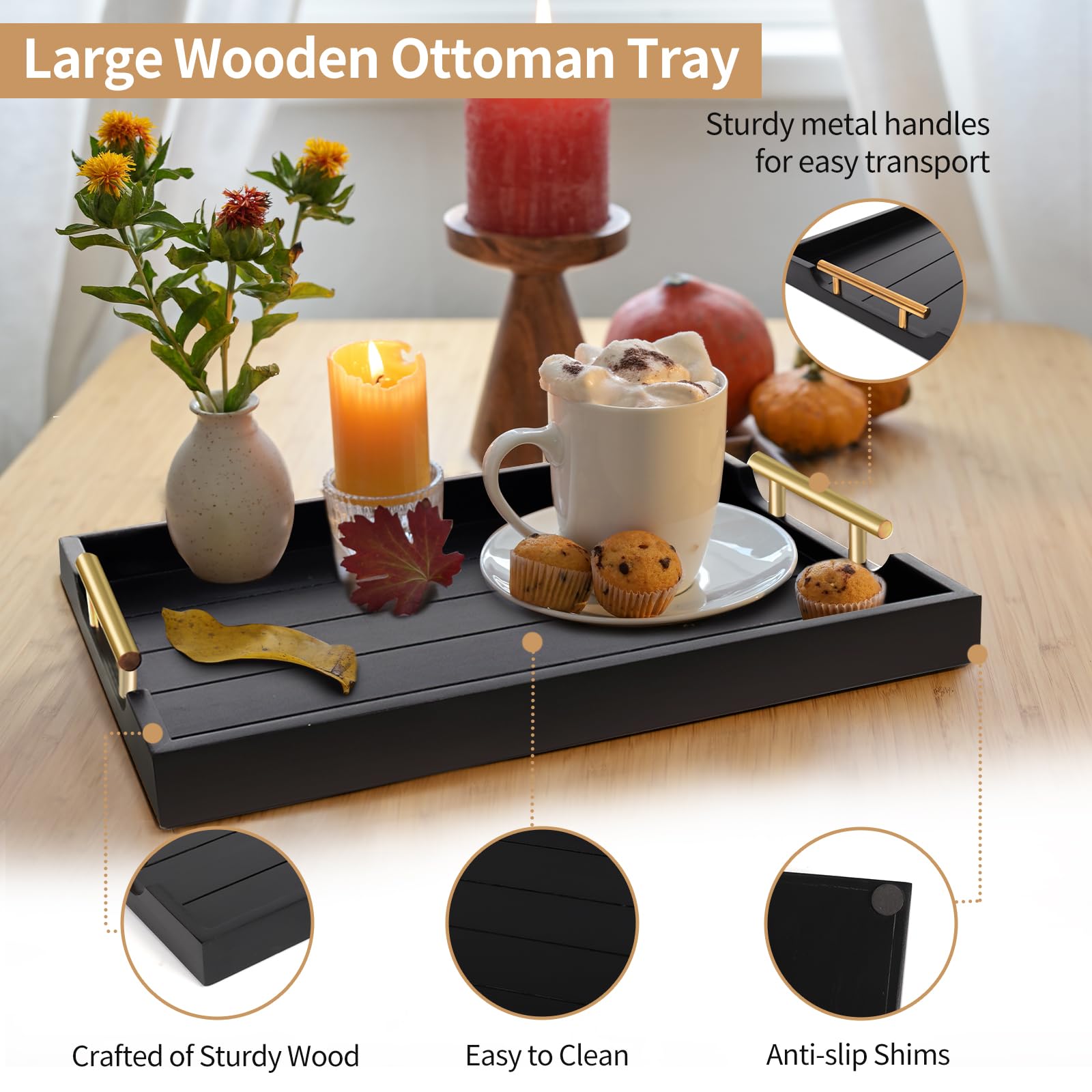 SXNOWS sturdy ottoman tray ideal for breakfasts and snacks at home