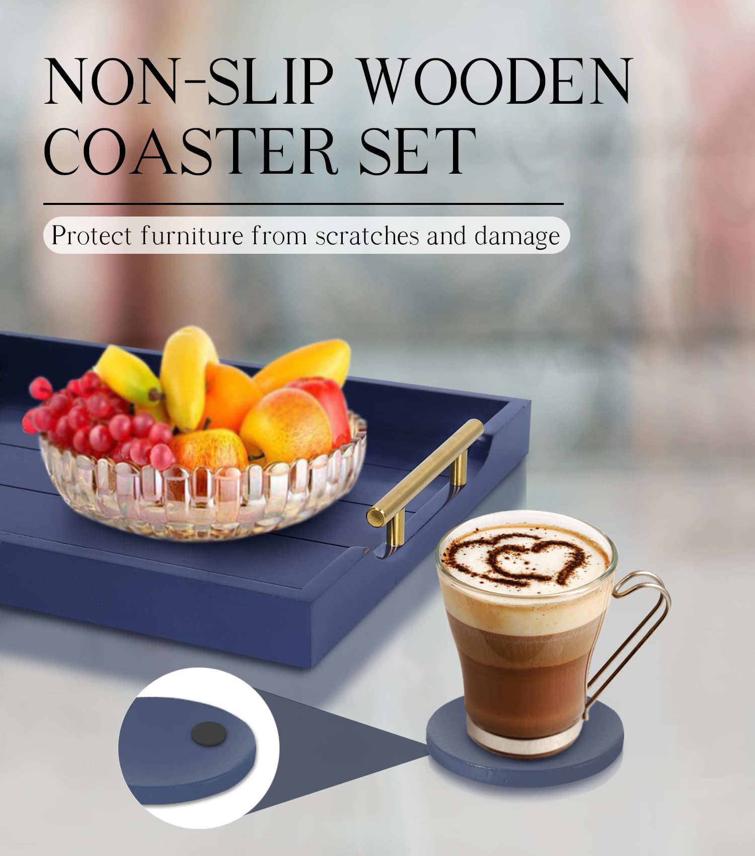 SXNOWS round wooden coasters protect surfaces while serving beverages.