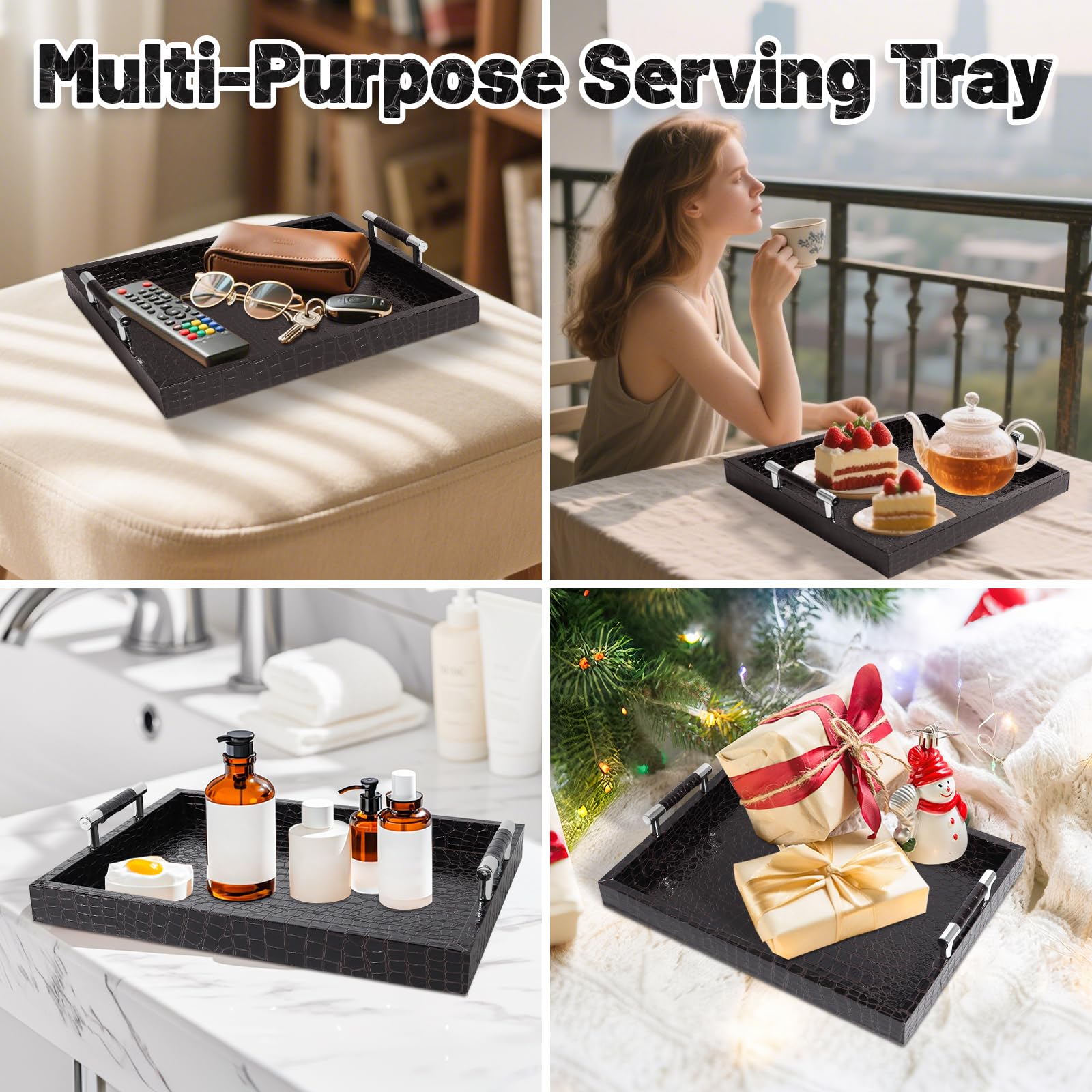 SXNOWS tray with silver handles ready to carry and serve
