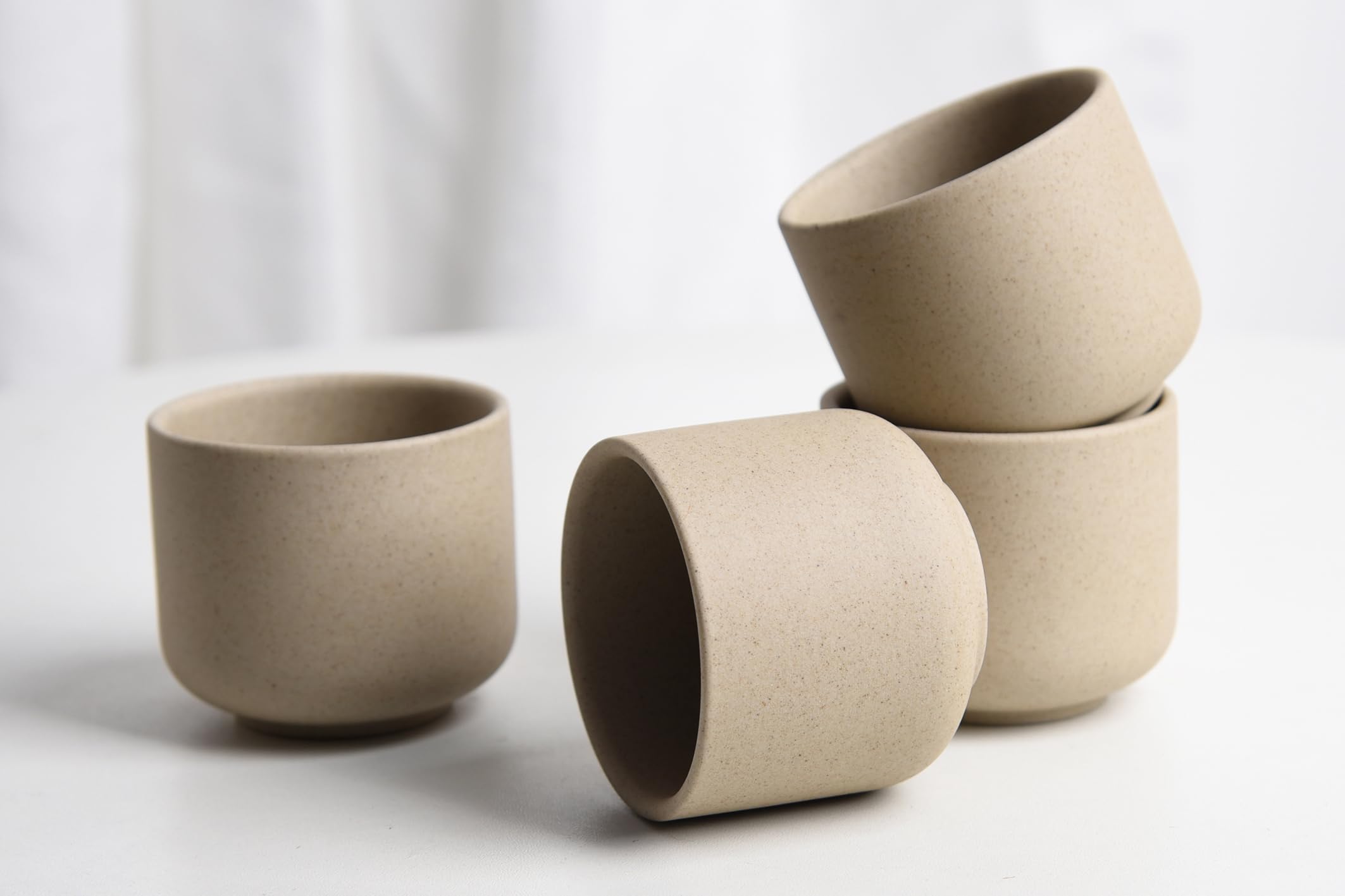SYJAN HOME ceramic teacups no-handle set four; unglazed texture enhances aroma.