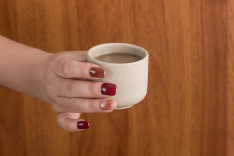 SYJAN HOME handcrafted teacups; unique details reflect artisanal character.