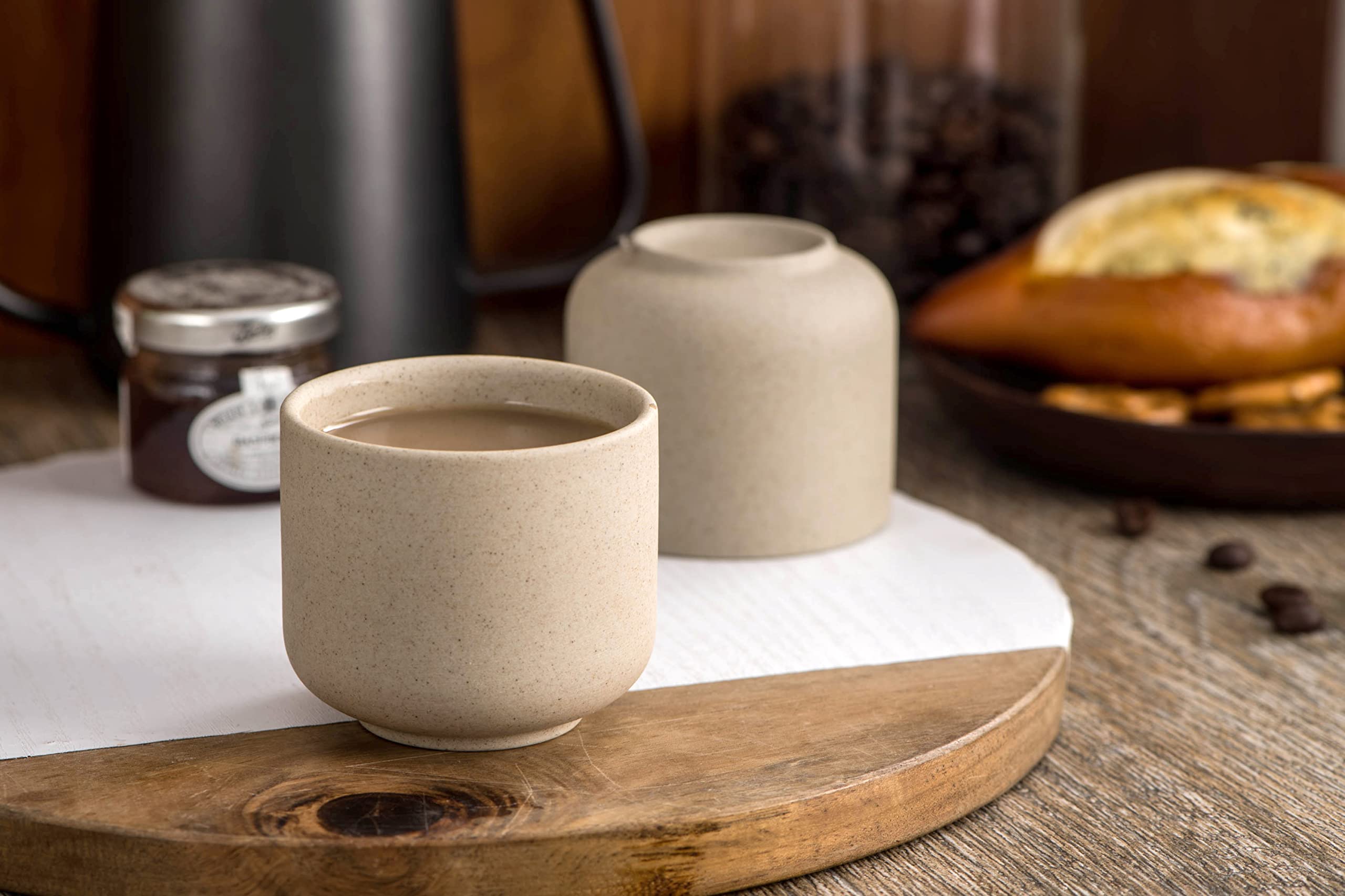 SYJAN HOME stoneware teacups; high-temperature firing for durability.