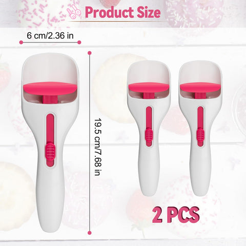 Two-piece pink and white set speeds cupcake filling and adds color to baking.