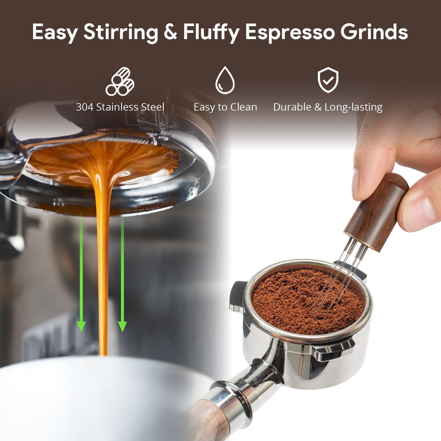 Symtype magnetic dosing funnel on 51mm portafilter improves grounds control.
