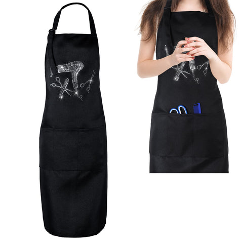 SynHHergyx hair stylist apron with rhinestones adds flair while keeping essential tools handy.