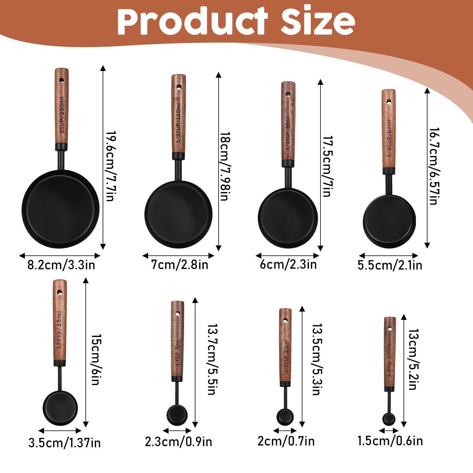 SynHHnergyx measuring spoons with wooden handles offer comfortable, non-slip grip during baking.