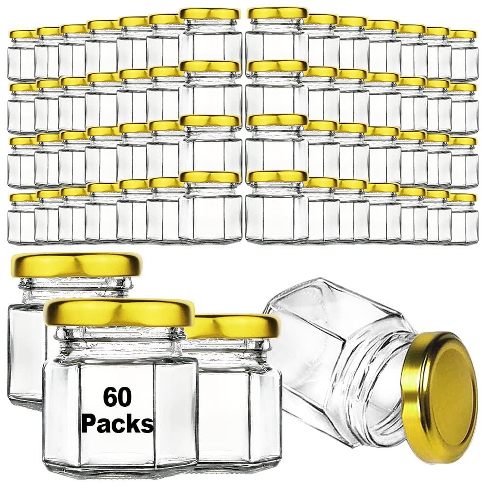 Syntic 60pc mini glass containers with airtight lids for organized storage and gifting.
