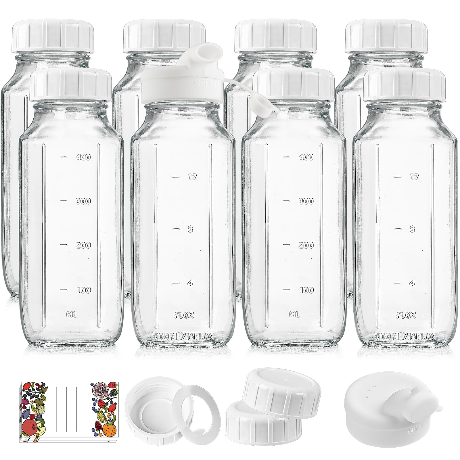 Syntic 8-pack glass bottles ready for juices and on-the-go drinks