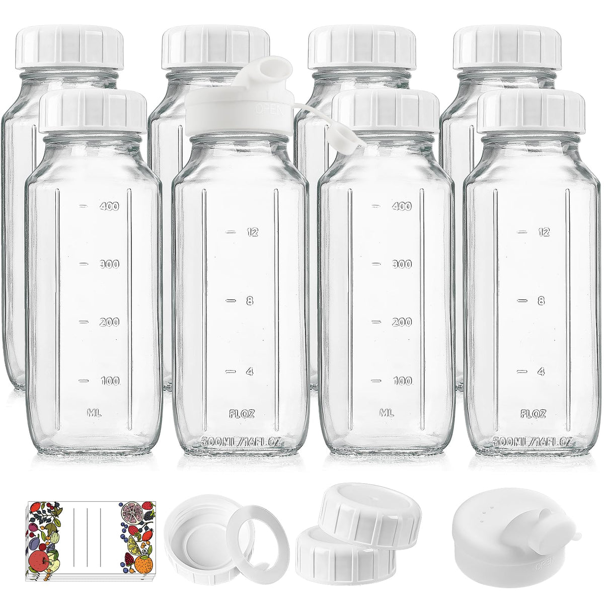 Syntic 8-pack glass bottles ready for juices and on-the-go drinks