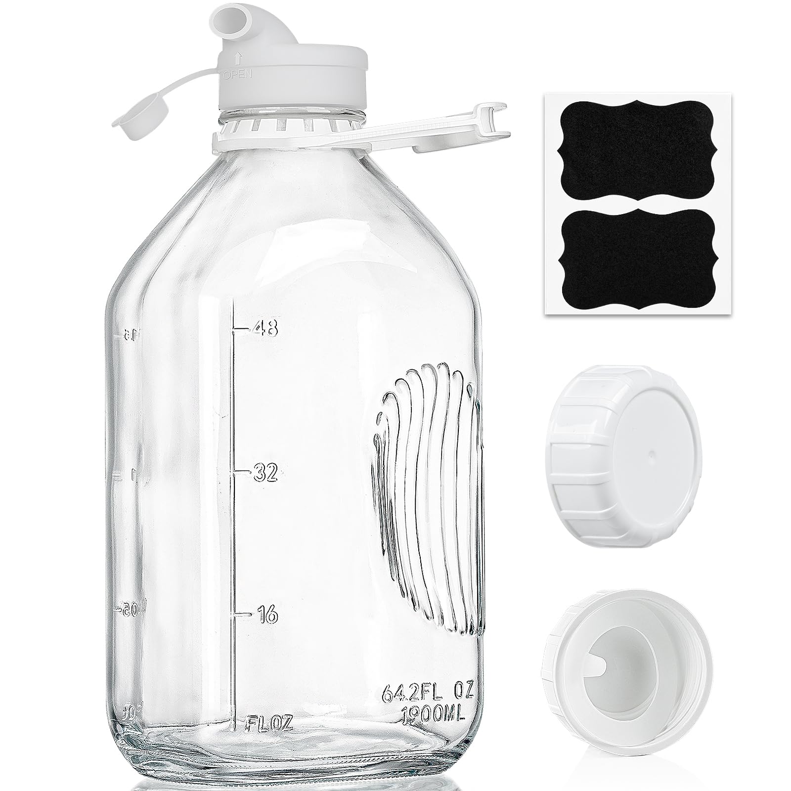 Syntic 2qt glass bottle front view for fresh almond milk storage.
