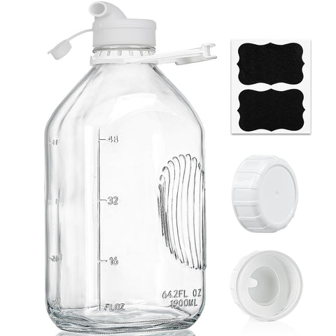 Syntic 2qt glass bottle front view for fresh almond milk storage.