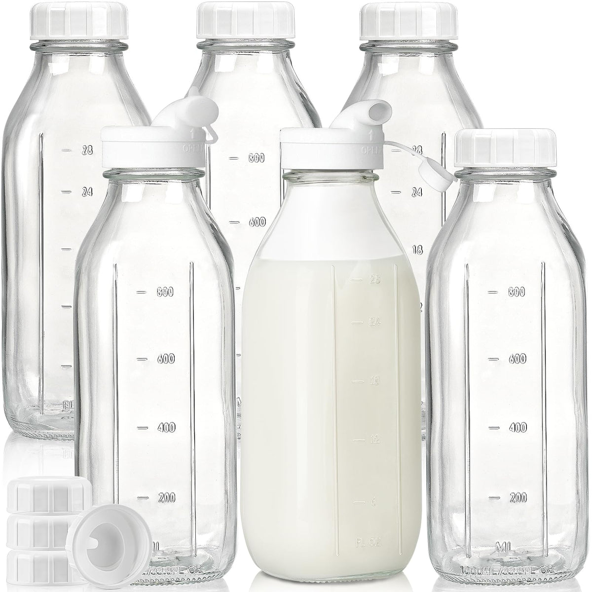 Syntic Liter glass bottle with airtight lids keeps beverages fresh and sealed.