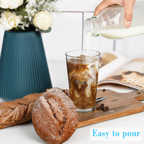 Syntic Liter glass bottle supports versatile uses like milk and jams.