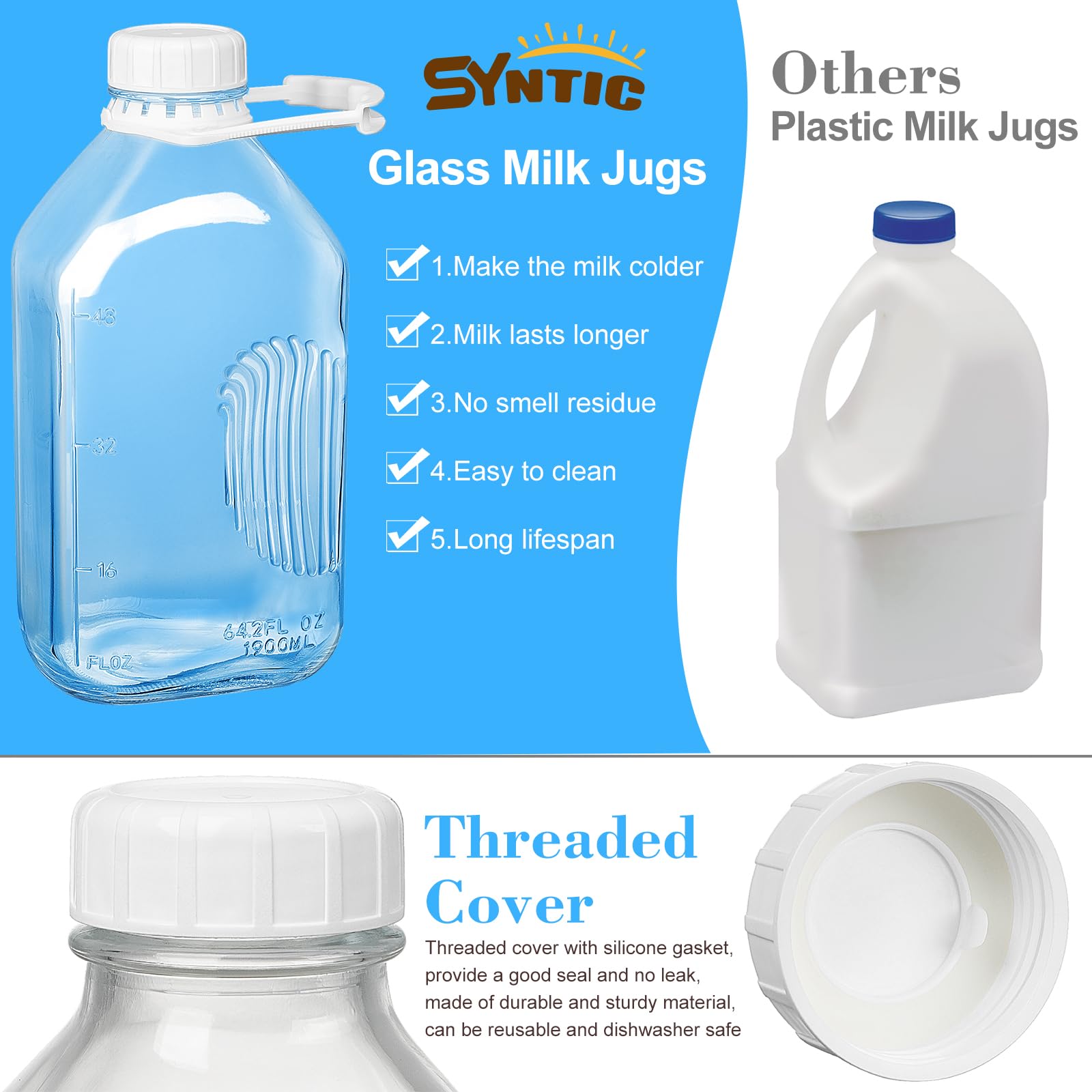Syntic multi-use carafe suitable for milk, water, juice.