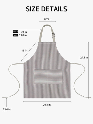 Syntus black brown stripes aprons show stylish durable fabric.