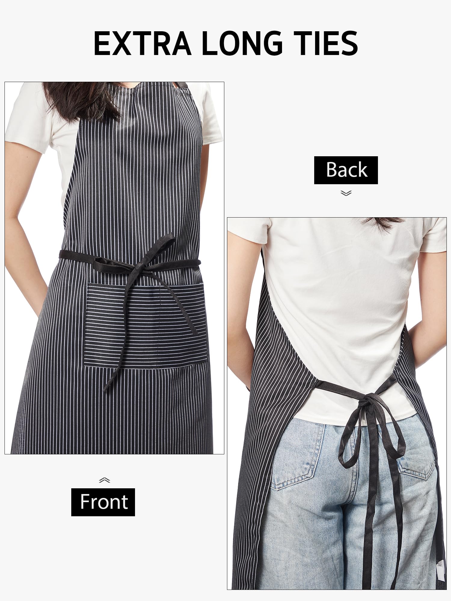 Syntus aprons durable polyester fabric for lasting use.