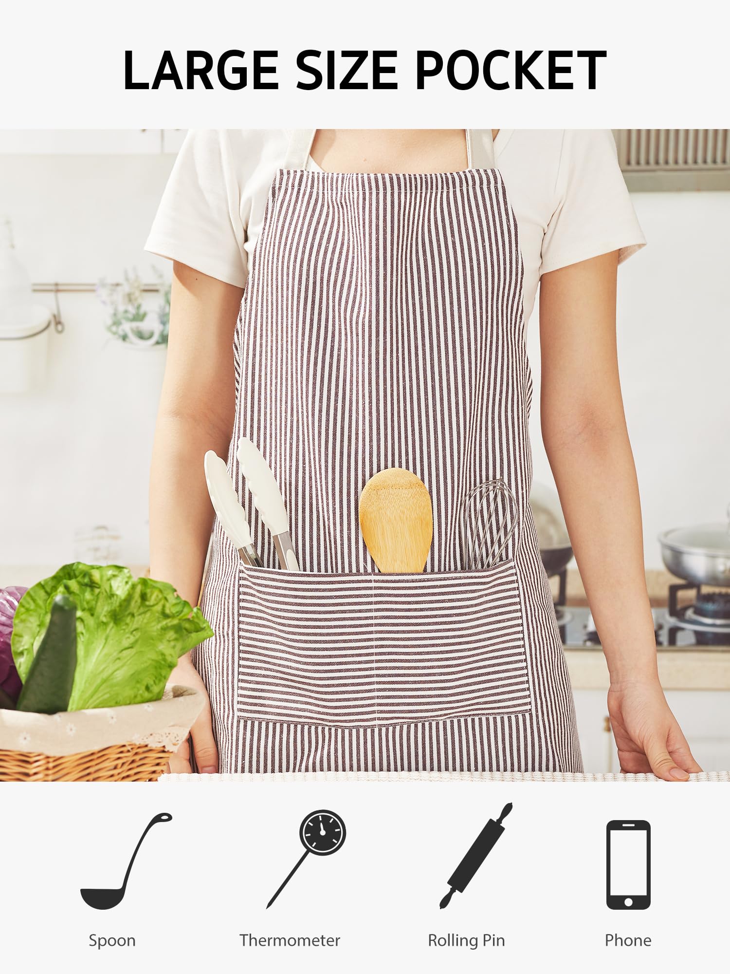 Syntus aprons machine washable for easy care.