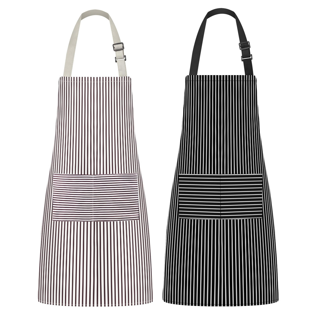 Syntus aprons two-pack on display for convenient kitchen value.