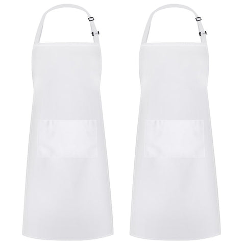 Syntus Bib Apron front view shows full chest-to-knee coverage for mess protection.
