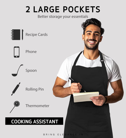 Syntus bib apron long waist ties for secure, comfortable closure