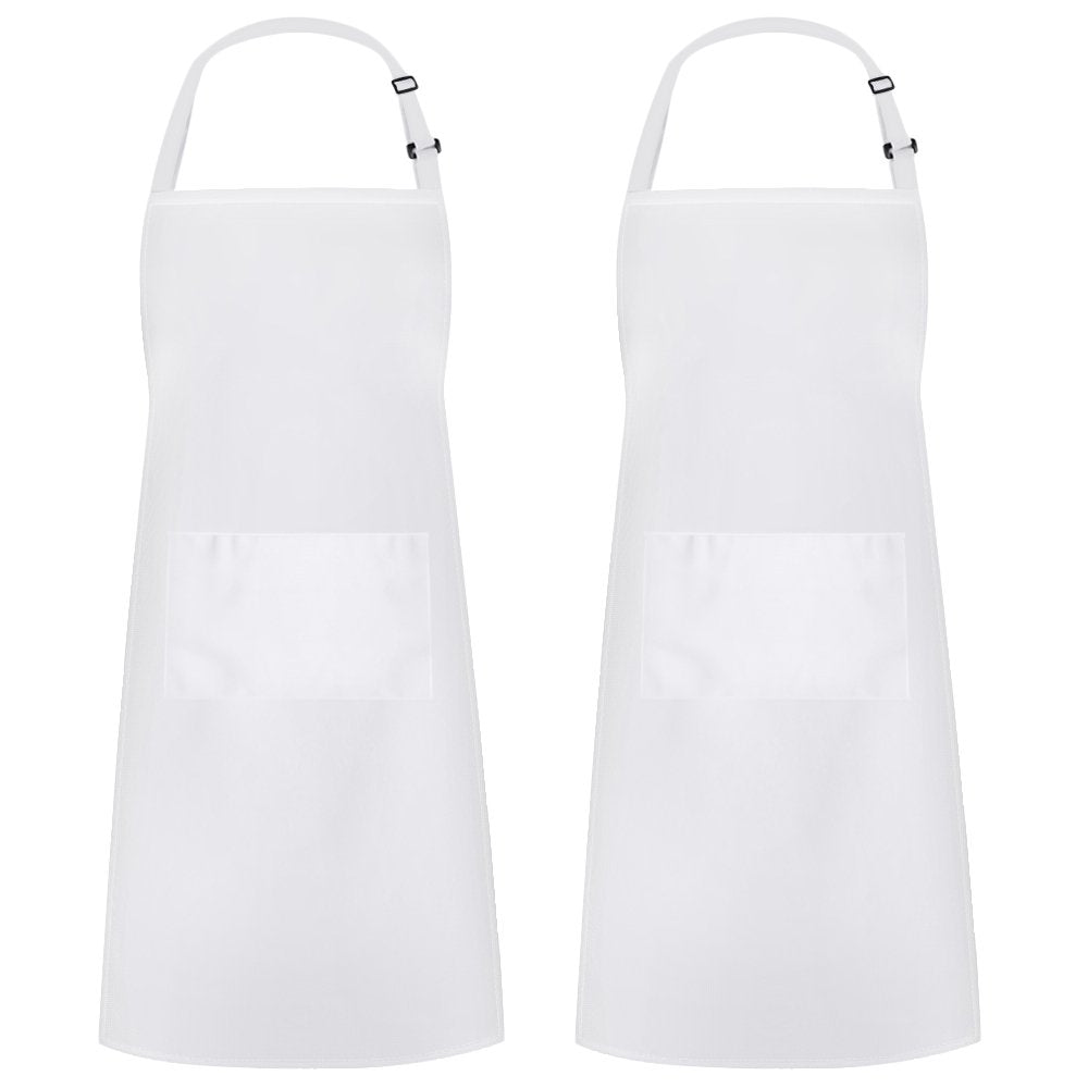 Syntus bib apron waterdrop resistant with front pockets for easy utensil access.