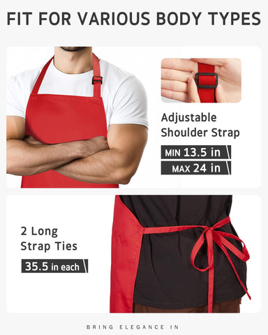 Syntus chef apron red 33x27 inches generous coverage.