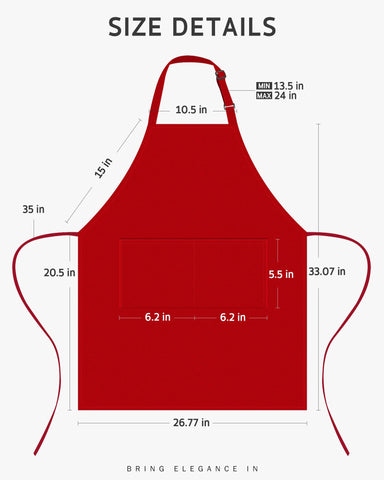 Syntus chef apron red adjustable shoulder straps customize fit.