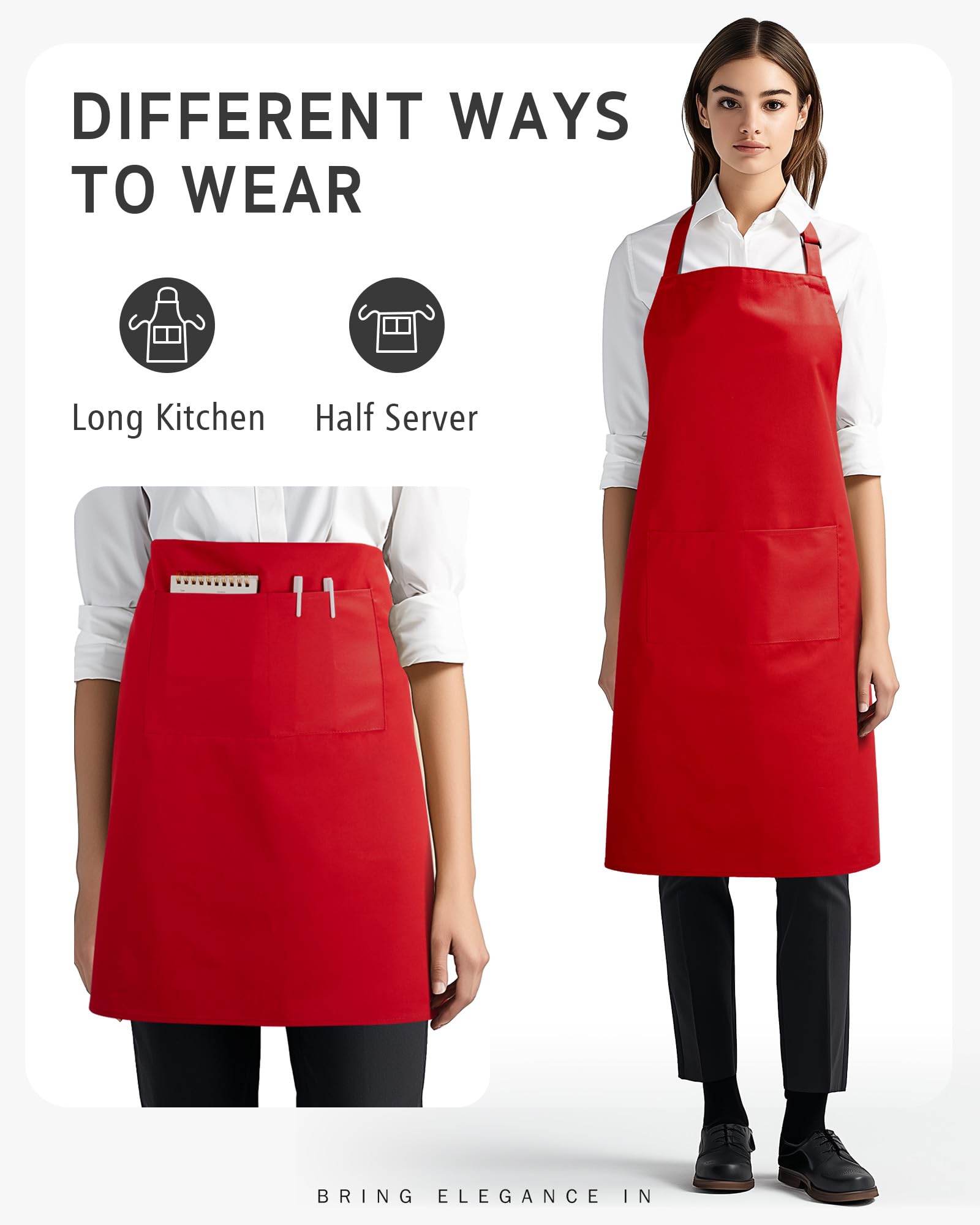 Syntus chef apron red durable polycotton blend resists wrinkles and stains.