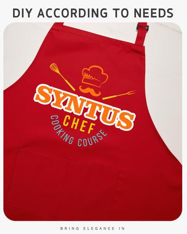Syntus chef apron red versatile use beyond kitchen tasks.